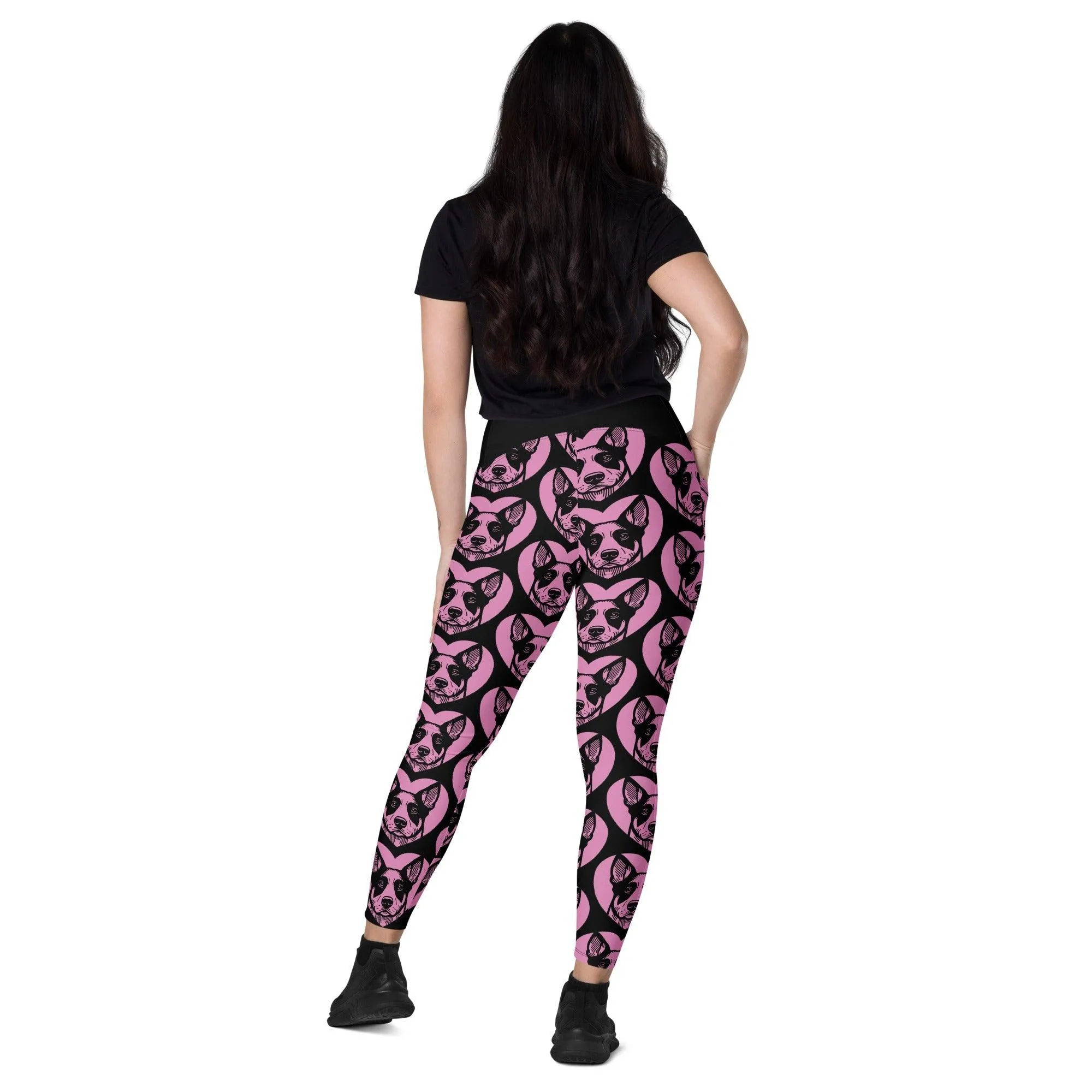DOG BREED LEGGINGS with pockets - AUSTRALIAN STUMPY TAIL CATTLE DOG - HERTTAHOUND - pink
