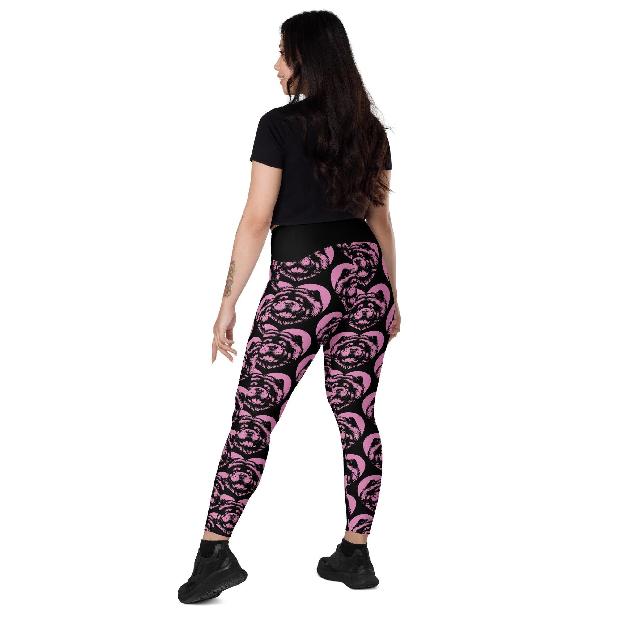 DOG BREED LEGGINGS with pockets - CHOW CHOW - HERTTAHOUND - pink