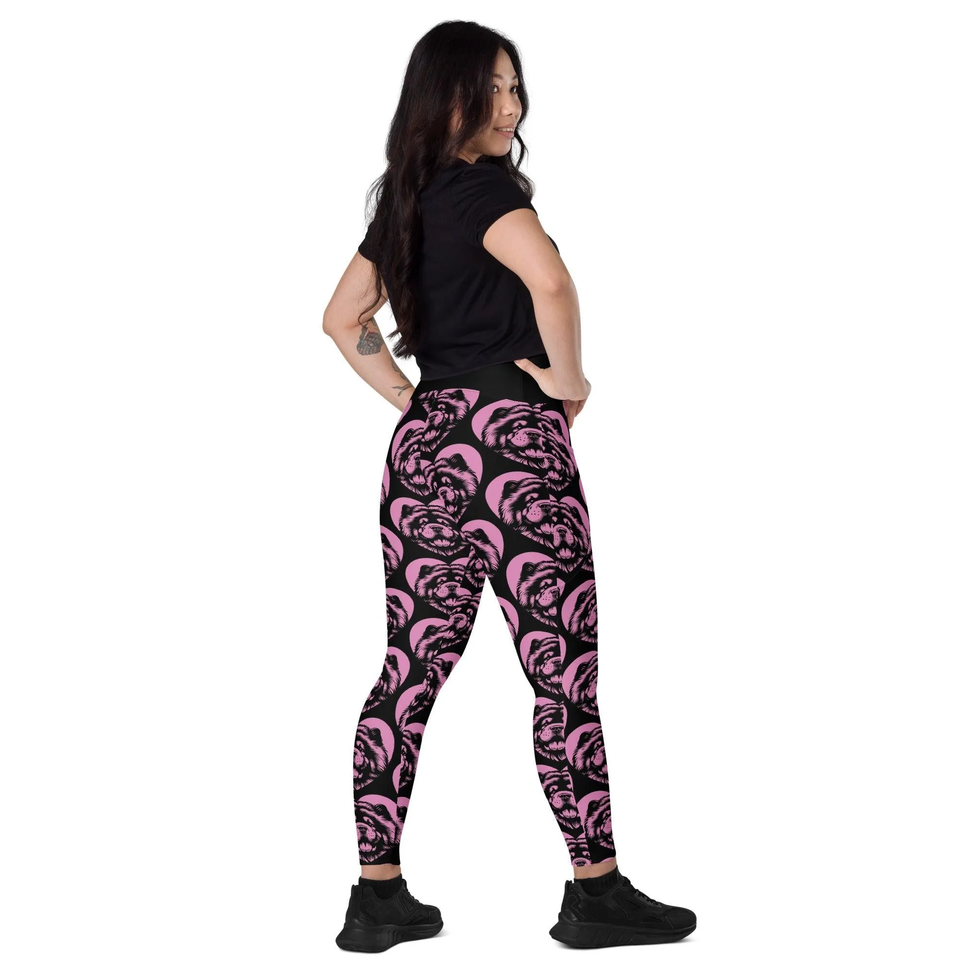DOG BREED LEGGINGS with pockets - CHOW CHOW - HERTTAHOUND - pink
