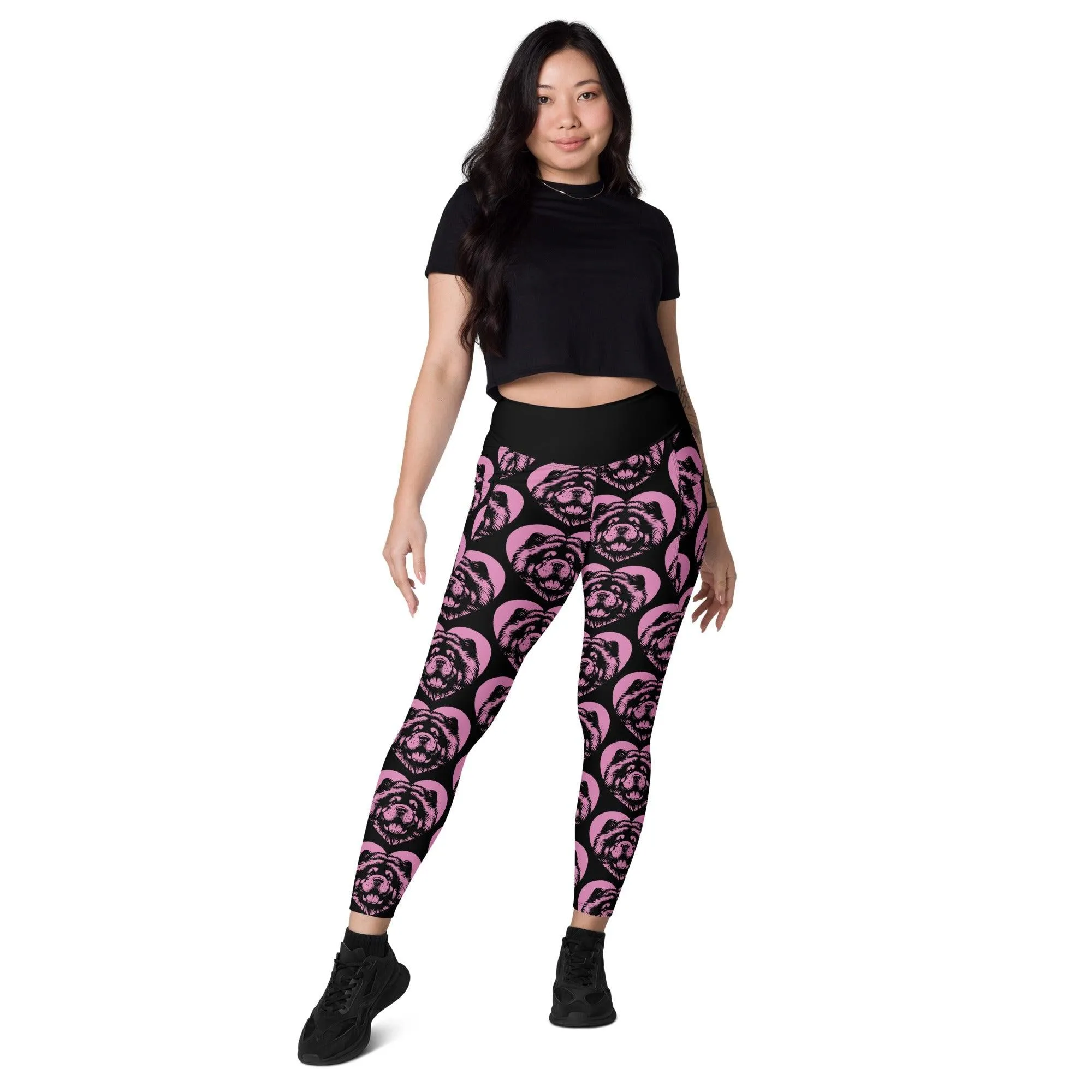 DOG BREED LEGGINGS with pockets - CHOW CHOW - HERTTAHOUND - pink