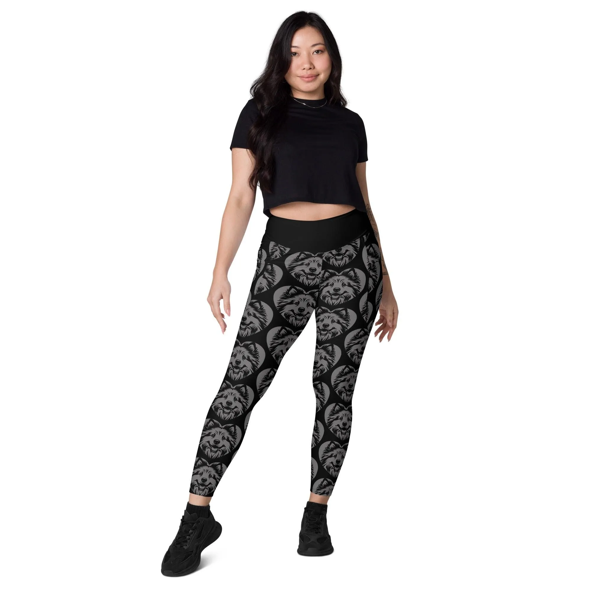 DOG BREED LEGGINGS with pockets - ICELANDIC SHEEPDOG - HERTTAHOUND - grey
