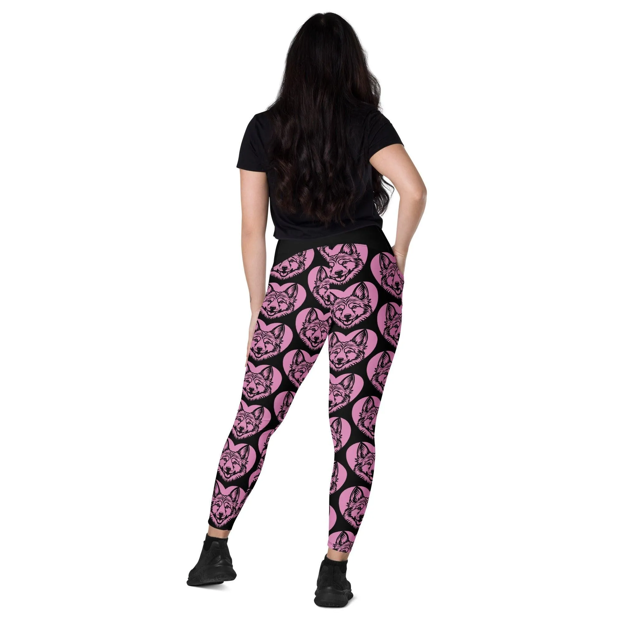 DOG BREED LEGGINGS with pockets - NORWEGIAN LUNDEHUND - HERTTAHOUND - pink