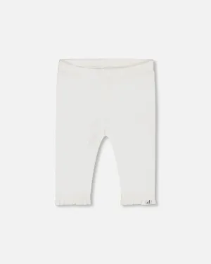 DPD Ruffle Capri Ribbed Legging in Off White