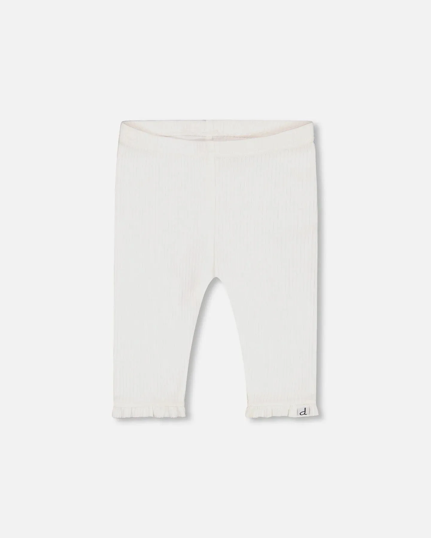 DPD Ruffle Capri Ribbed Legging in Off White