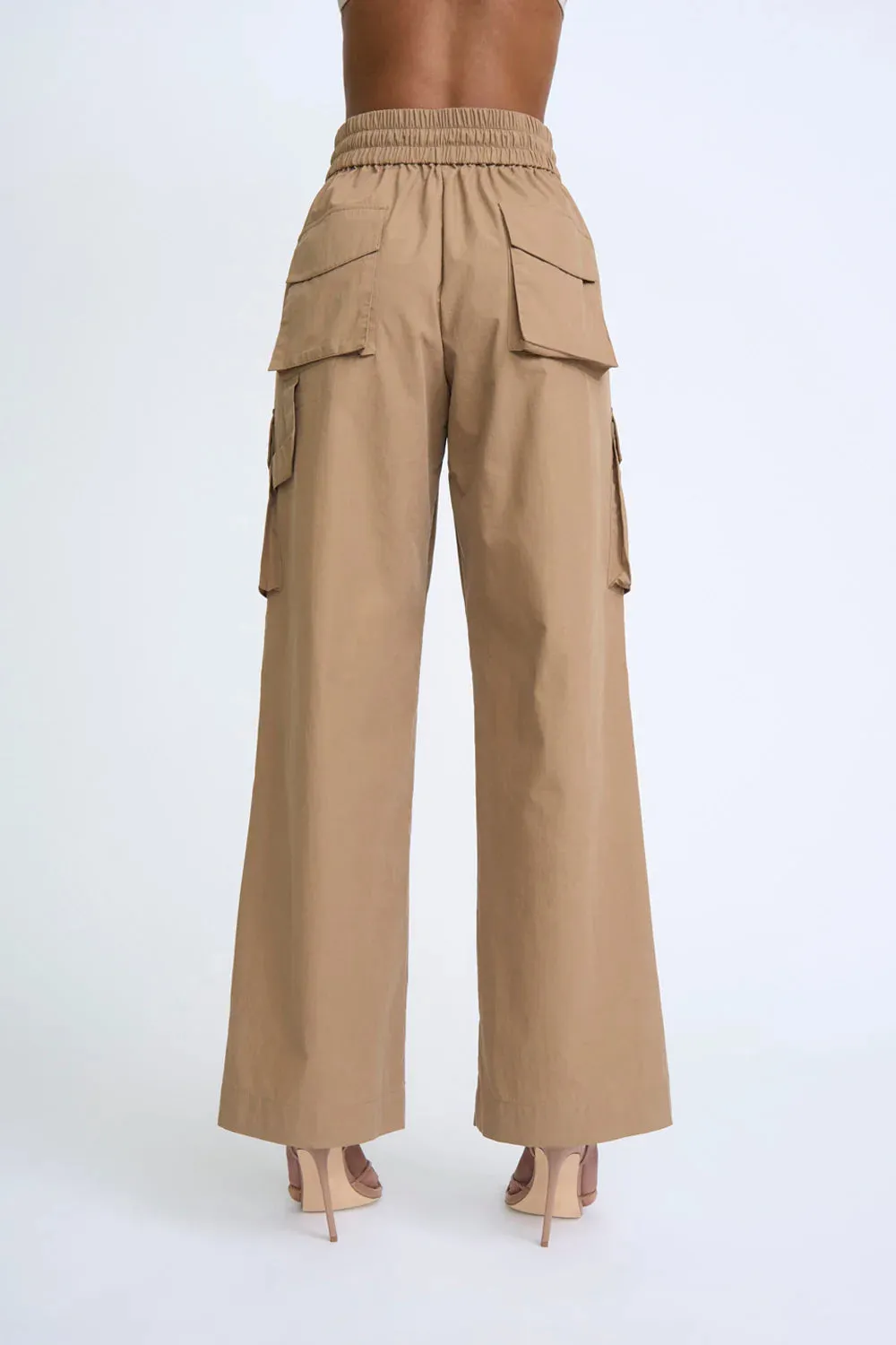 ELASTICATED POCKET CARGO - CHOCOLATE