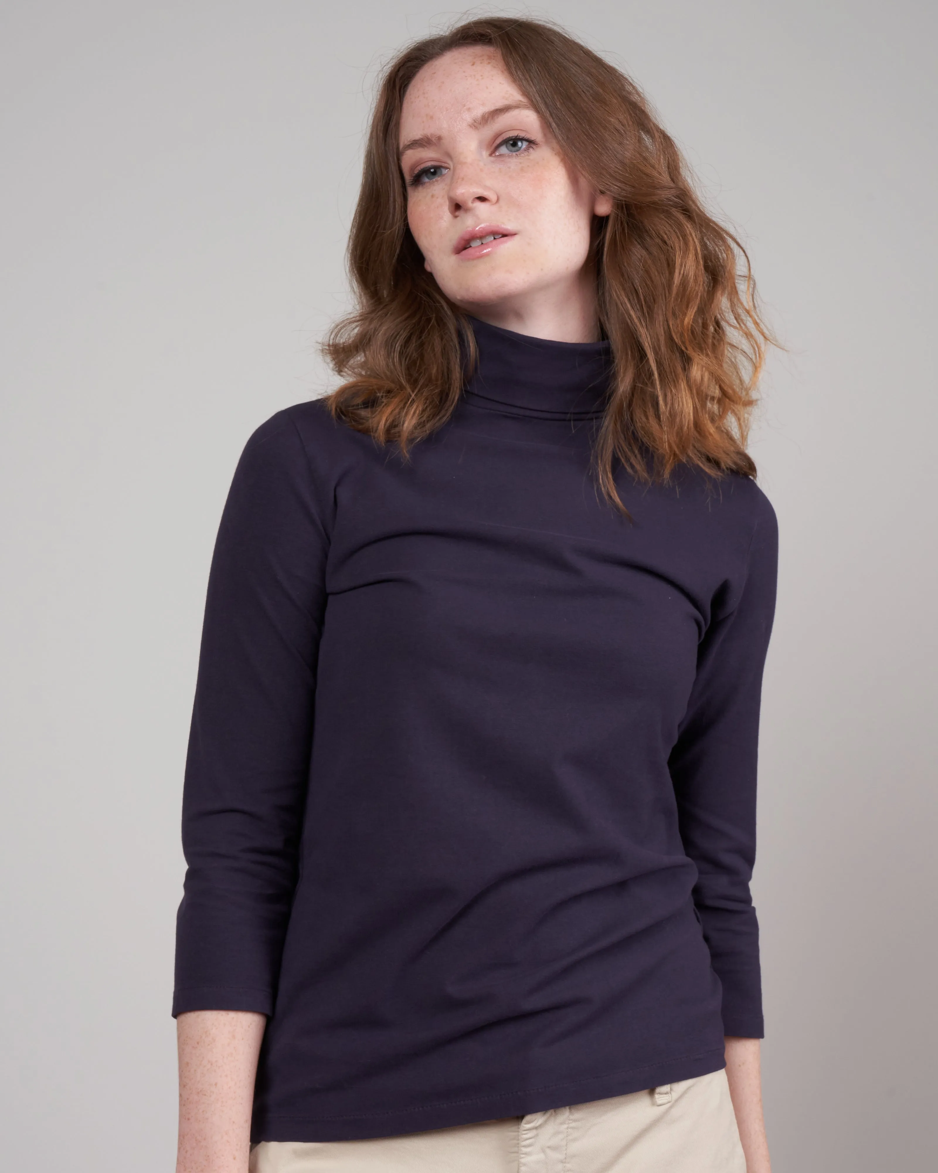 elbow sleve turtleneck - mirtillo