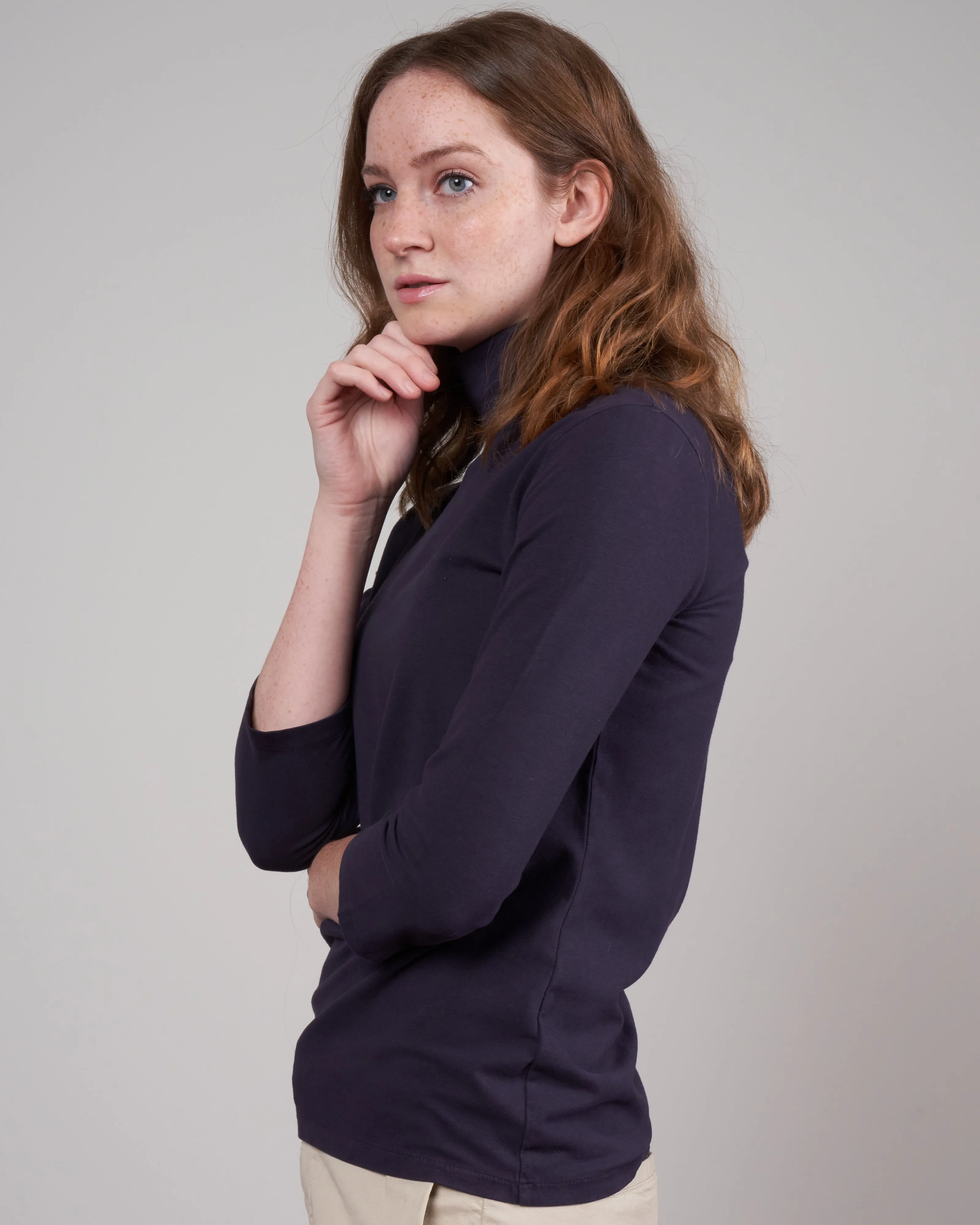 elbow sleve turtleneck - mirtillo