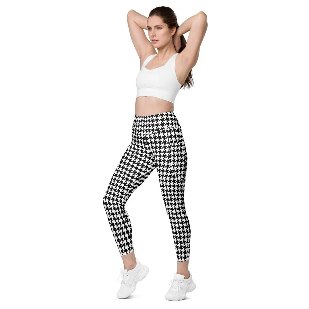 ELEVATED ESSENTIALS, THE PERFECT SIDE POCKET LEGGING BLACK WHITE HOUNDSTOOTH