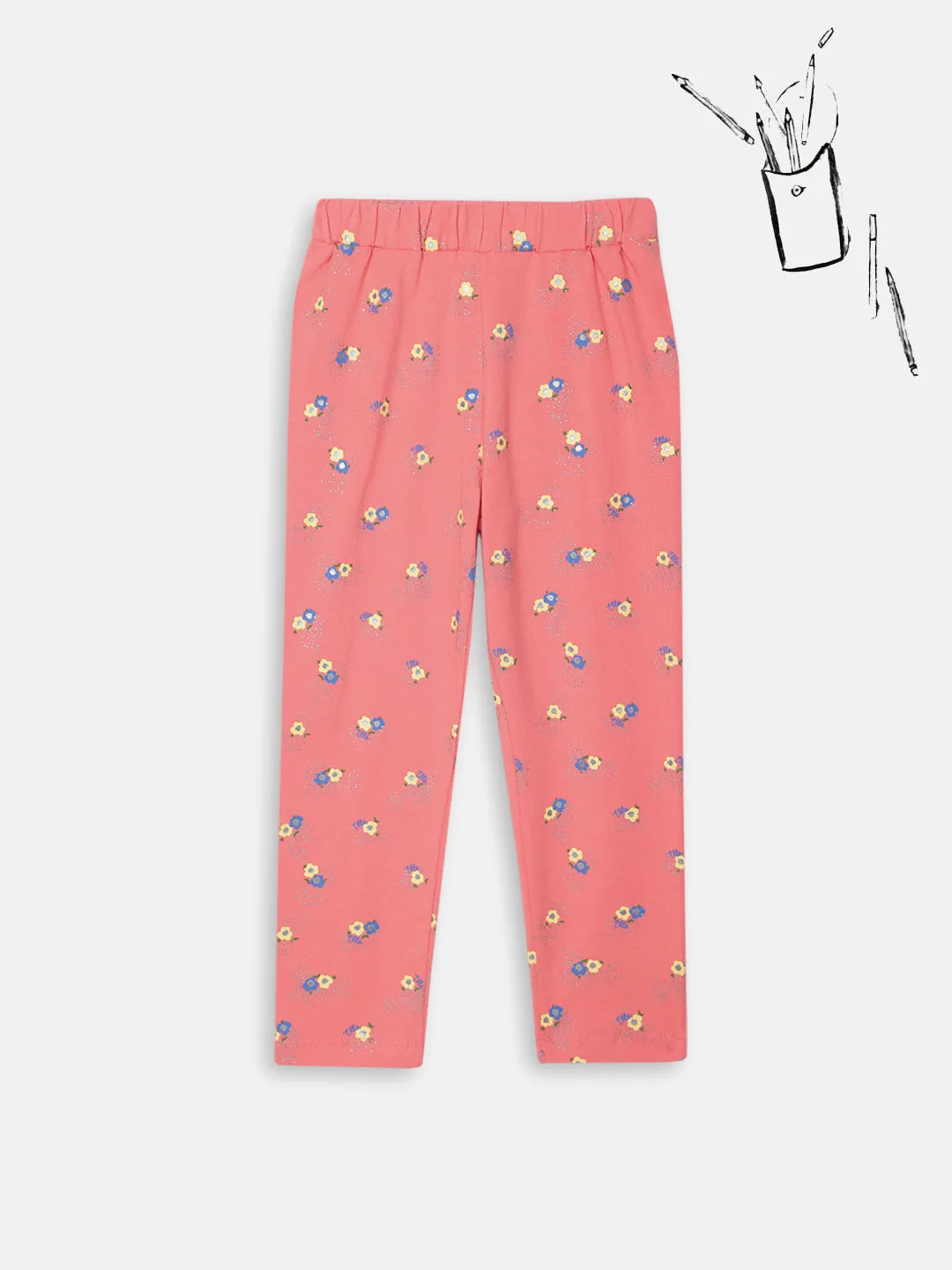 Elle Kids Girls Coral Printed Regular Fit Leggings