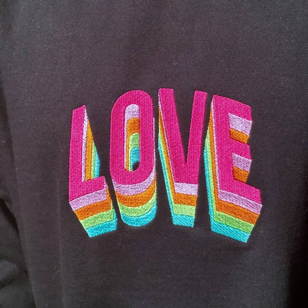 Embroidered Love on Black Sweatshirt