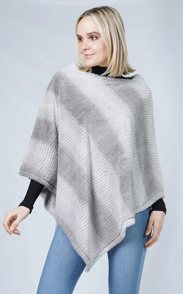 EPC10050 Ombre & Stripe Faux Fur Poncho