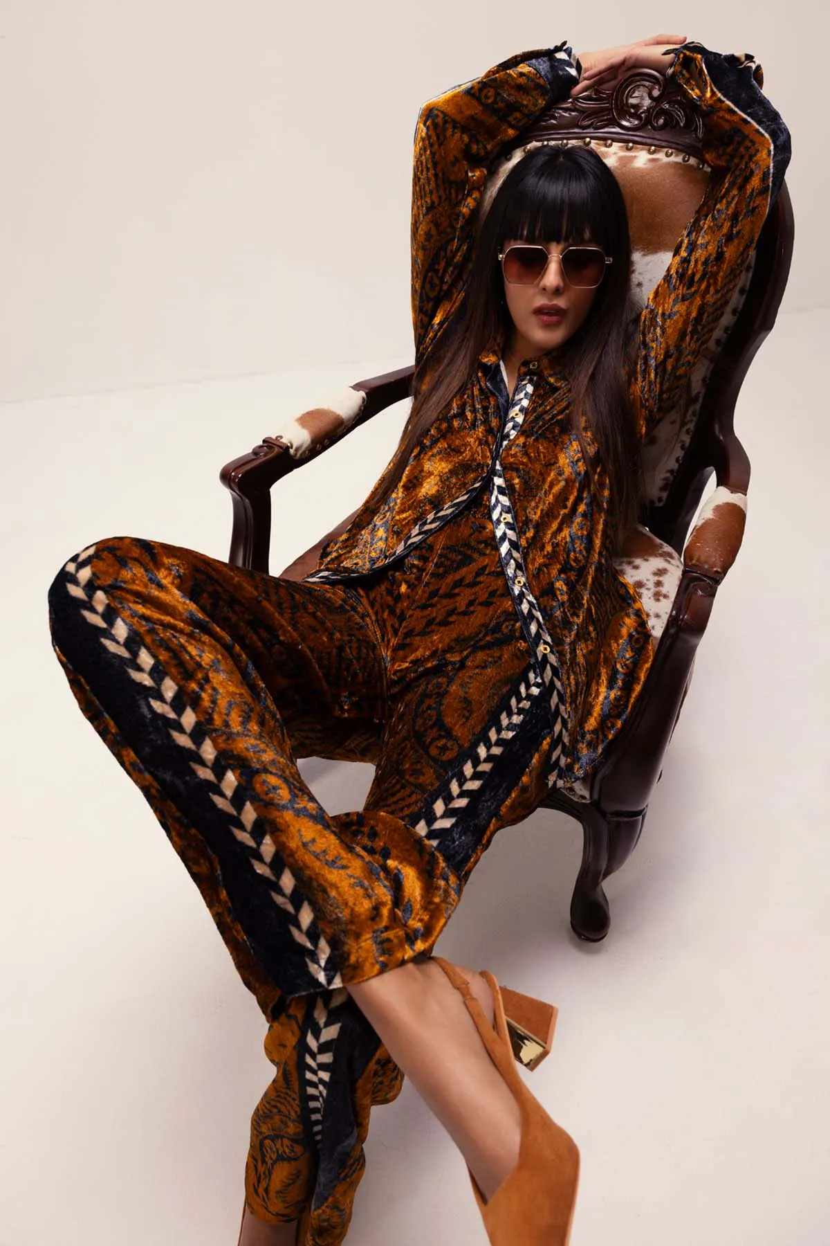 Ethnic Print Velvet Co-ord Set