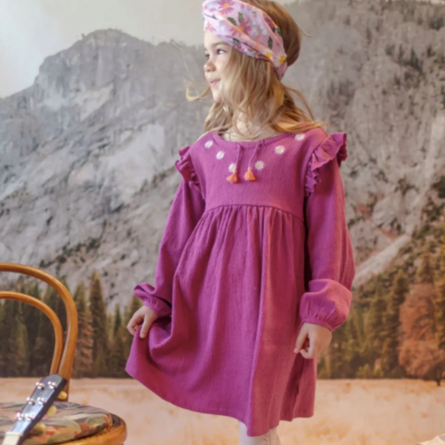 Flared Fit Purple-Pink Crinkle Jersey Dress   Floral Legging Set