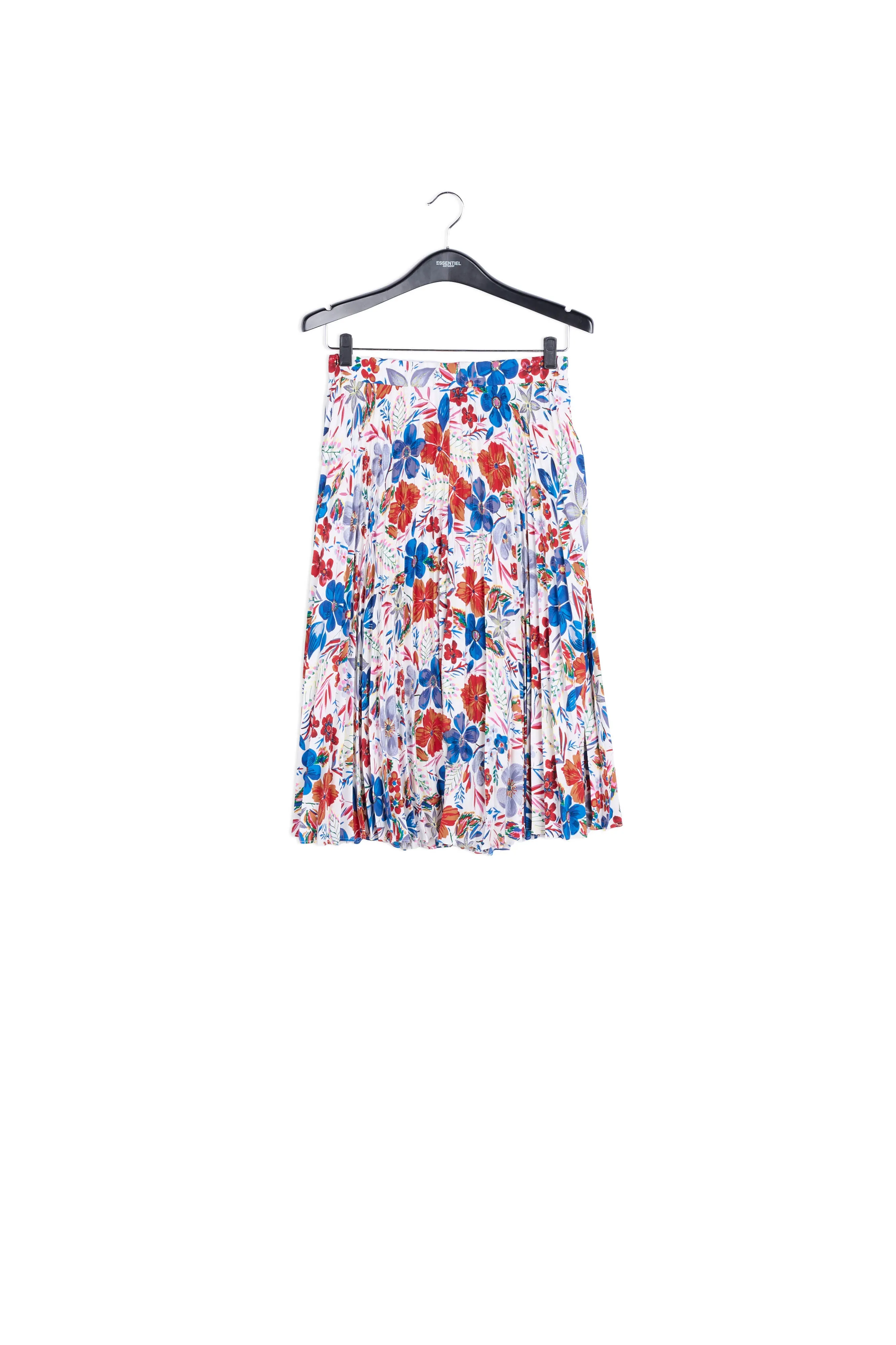 Floral-print plissé midi skirt
