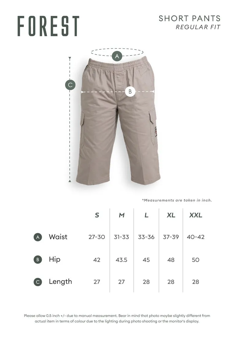 Forest 100% Cotton Twill 27"/28" Cargo Pants Men Shorts Casual 3 Quarter Short Pants Men | Seluar Pendek Lelaki - 65796