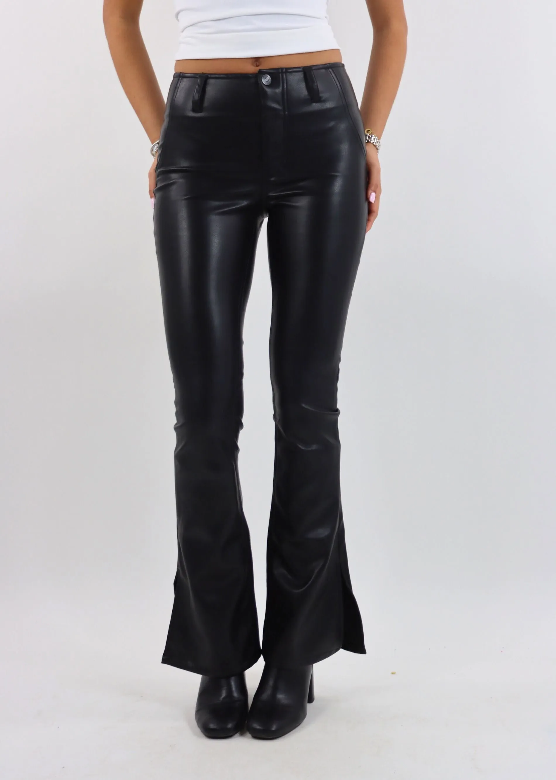 Free People Level Up Vegan Slit Pants ★ Black