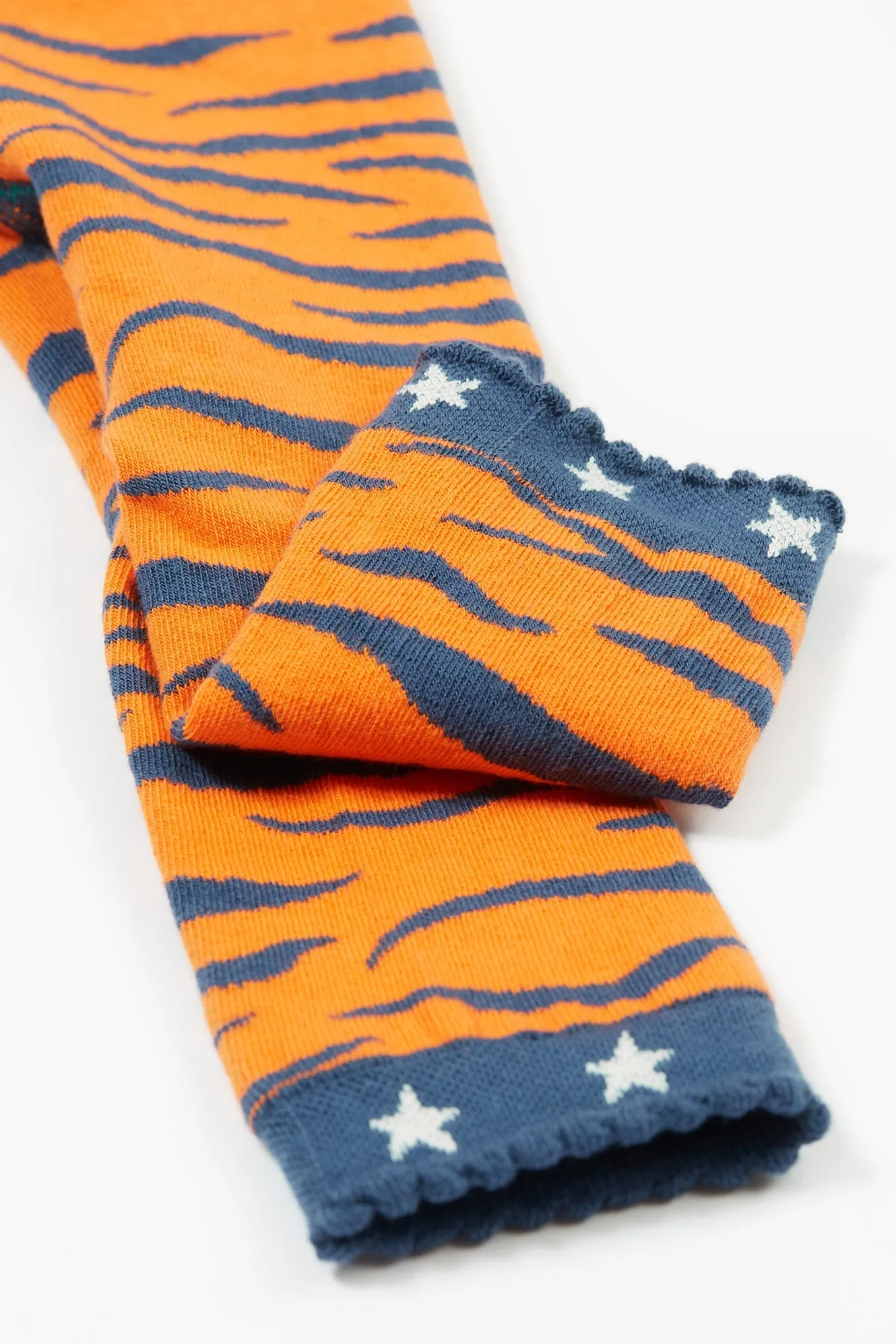 Frugi Little Knitted Leggings - Tiger/Tiger Face