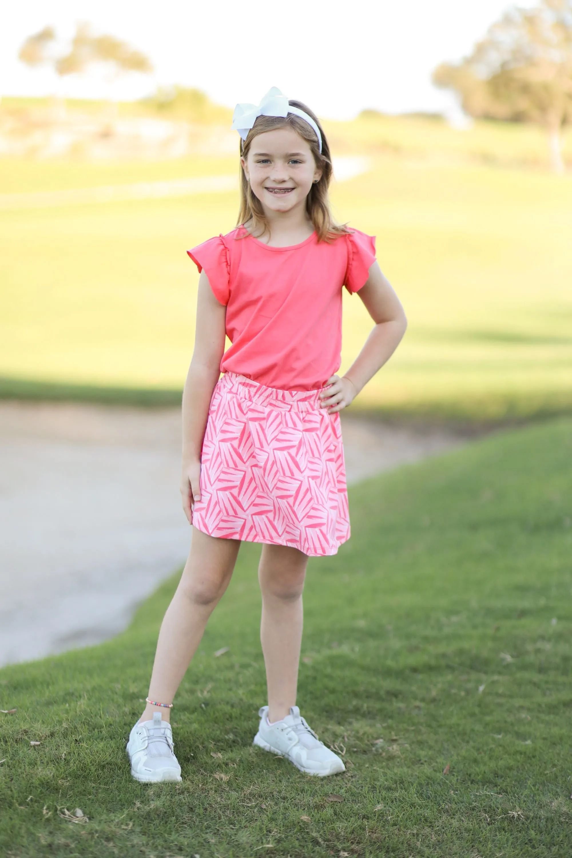 Girls Abigail Top in Calypso Coral