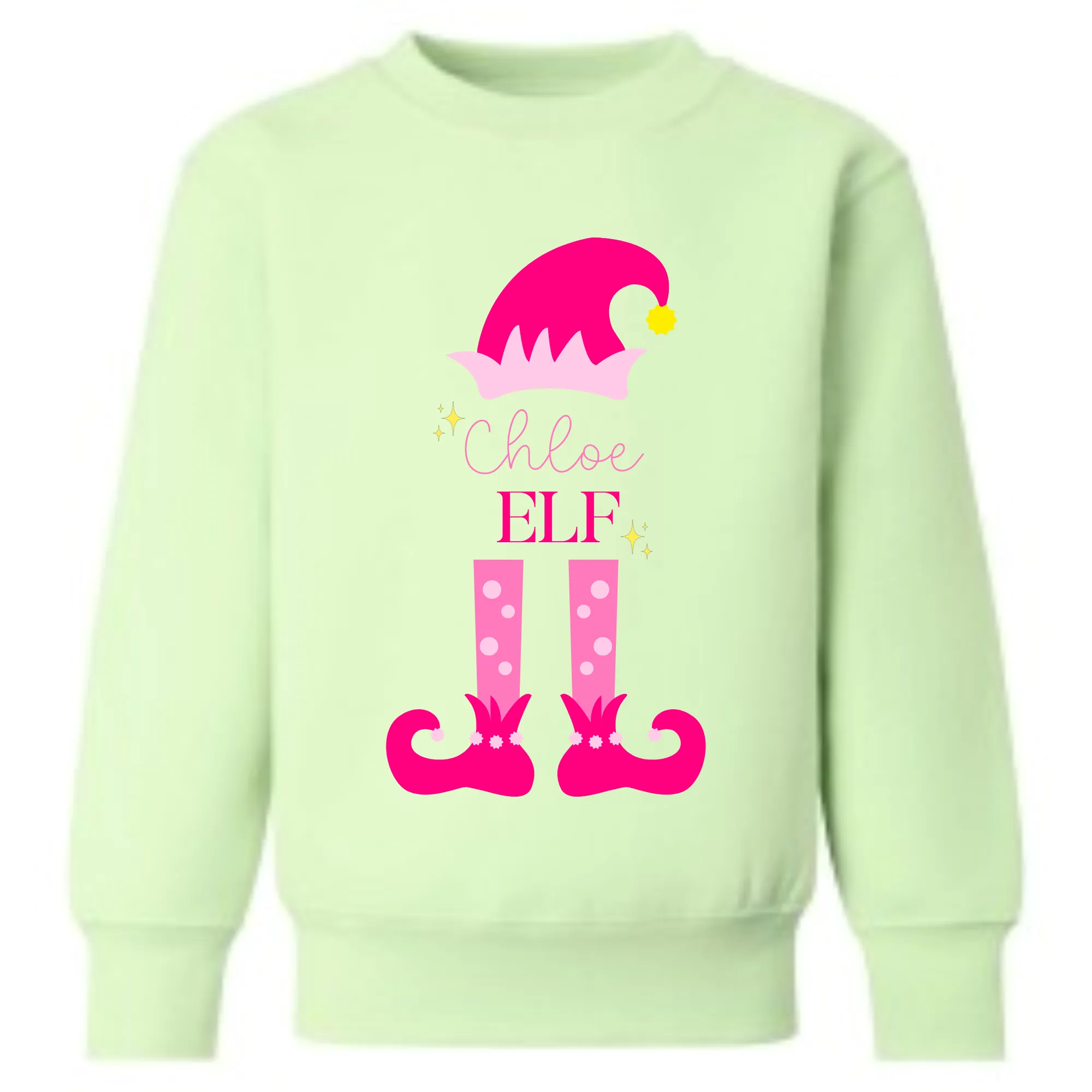 Girls' Custom Christmas Sweatshirt, Pink Christmas Elf Sweatshirt