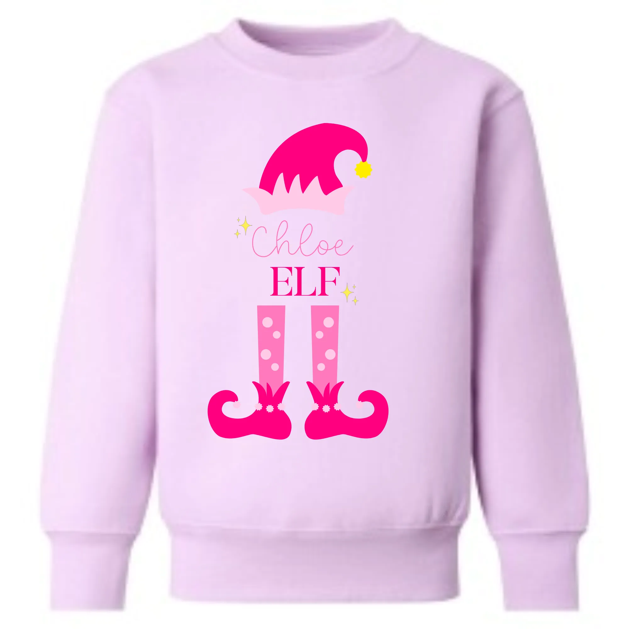 Girls' Custom Christmas Sweatshirt, Pink Christmas Elf Sweatshirt