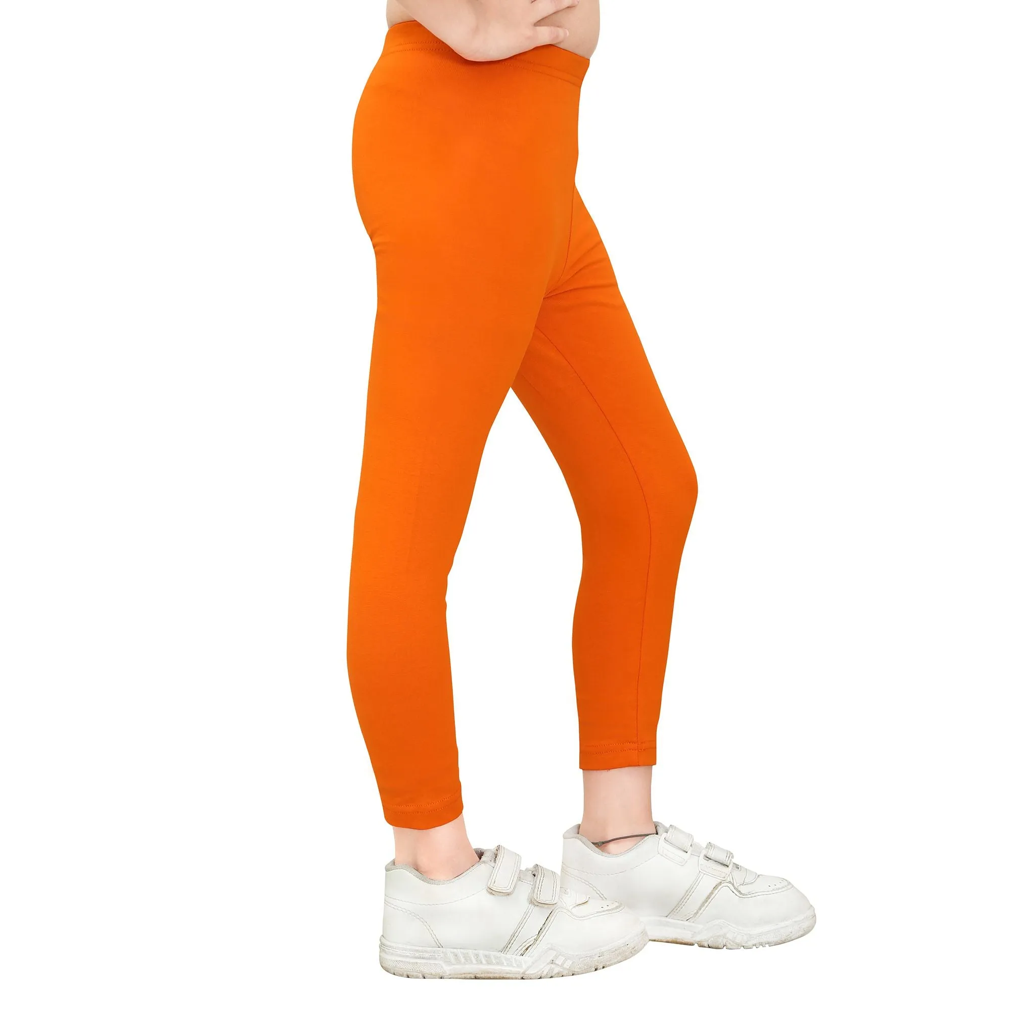 Girls Dark Orange Ankle Length Legging