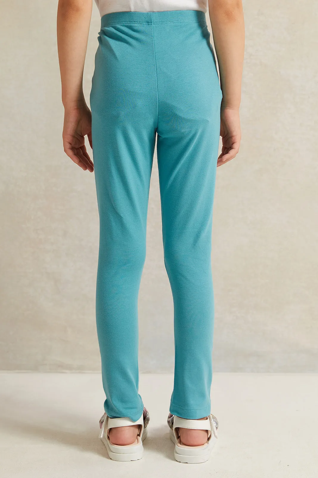 Girls Mint Butterfly Print  Leggings
