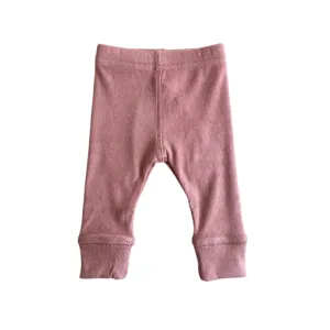 Girls Ribbed Leggings: Pale Brick