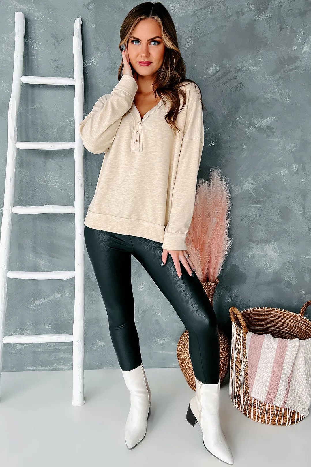 Gorgeously Graceful Faux Leather Lace Leggings (Black)