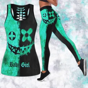 Green Black Smile Skull Tanktop and Leggings