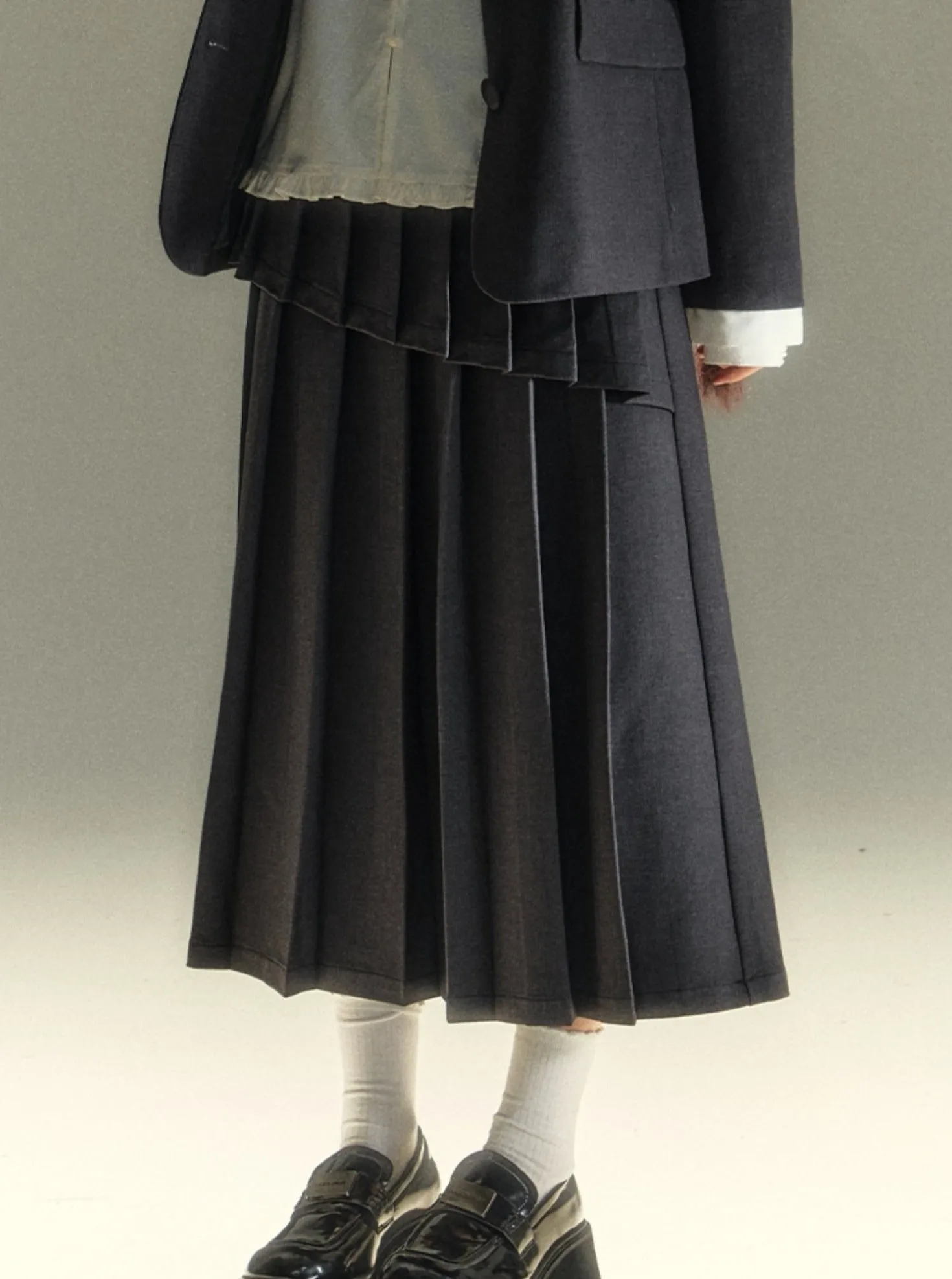 Grey High Waist Pleated Set-Up