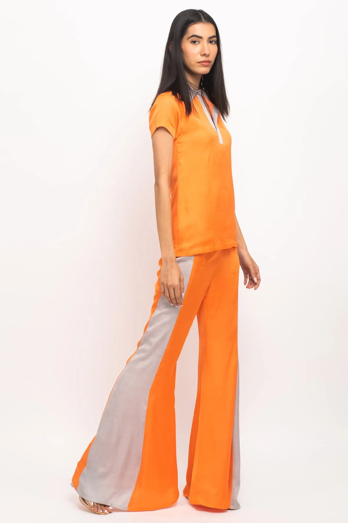 Grey Panelled Color Blocked Co-ord Set