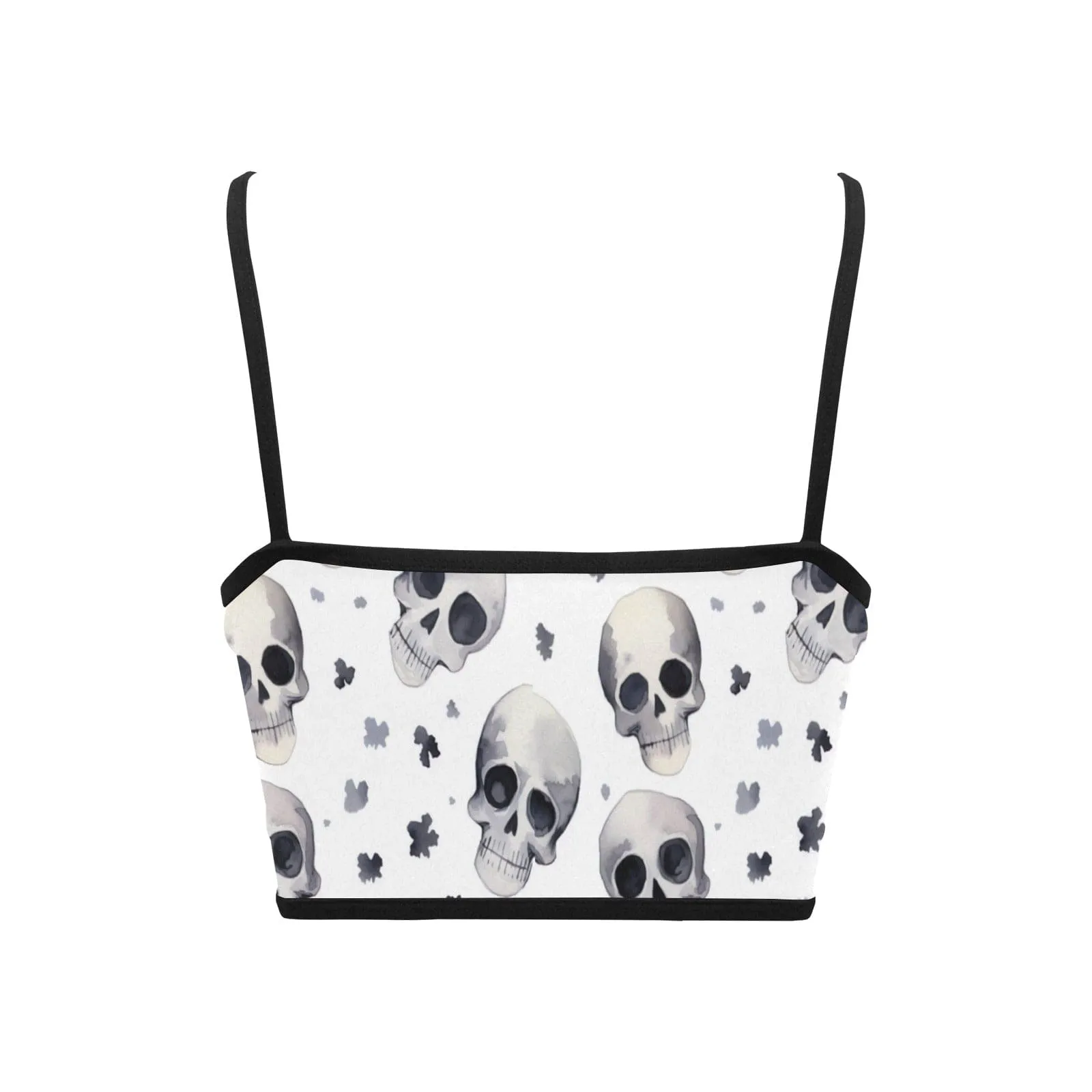 Grey Skulls Crop Spaghetti Strap Tank Top