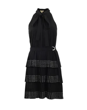 Grommet Pleated Dress