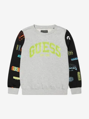 Guess Boys Flag Sleeve Logo Sweatshirt in Navy