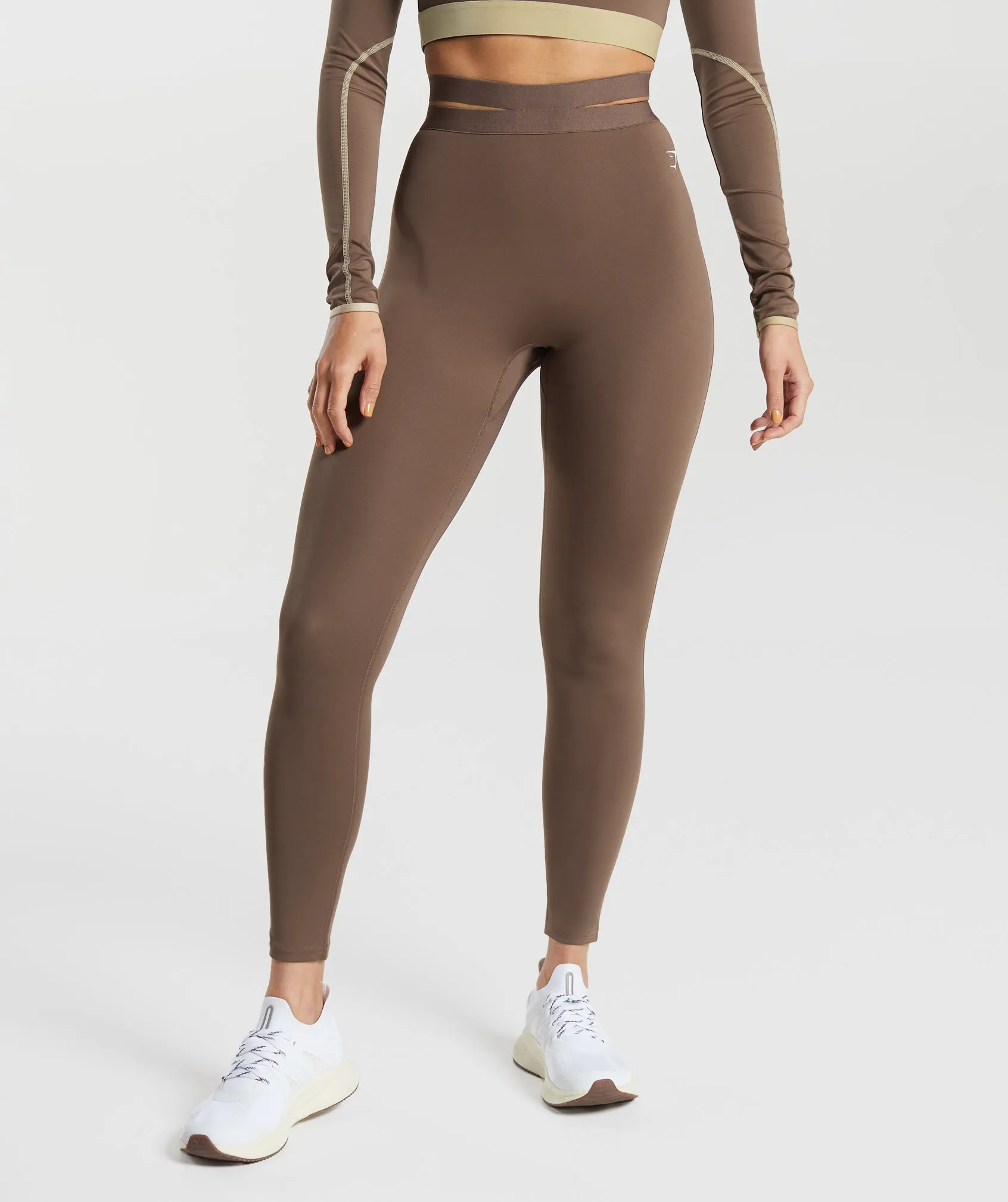 Gymshark Strappy Waistband Leggings - Soft Brown
