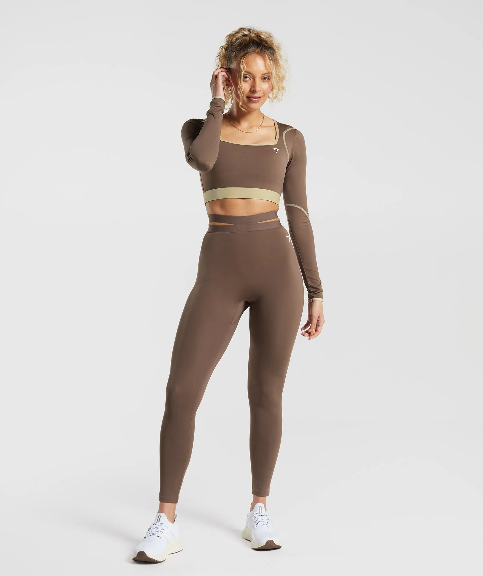Gymshark Strappy Waistband Leggings - Soft Brown