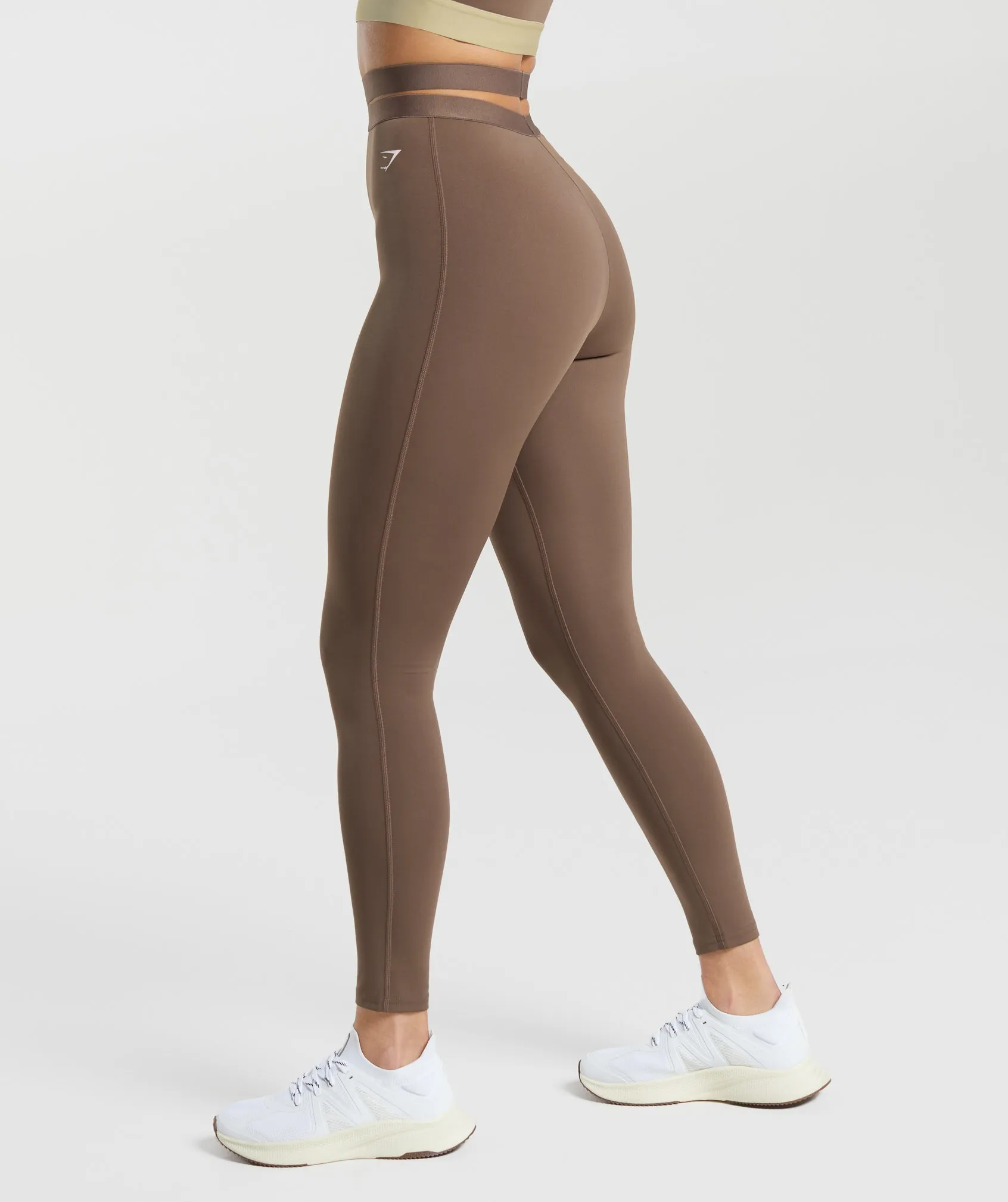 Gymshark Strappy Waistband Leggings - Soft Brown