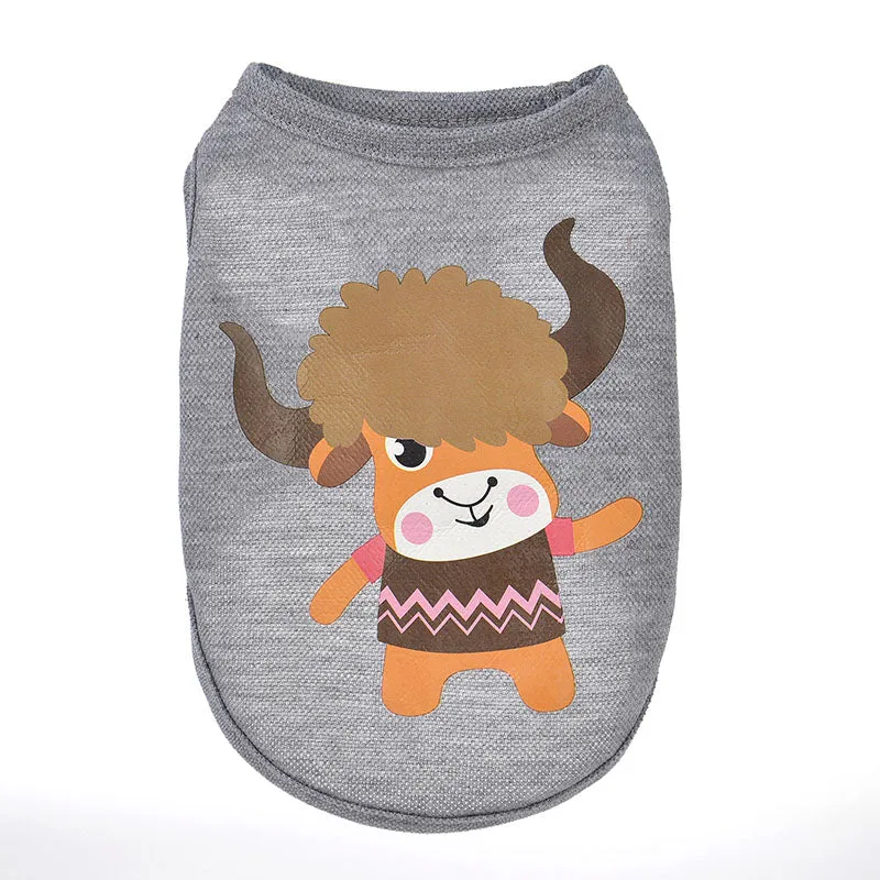 Hairy Waving Bull Design Gray Spring Small Tank Top