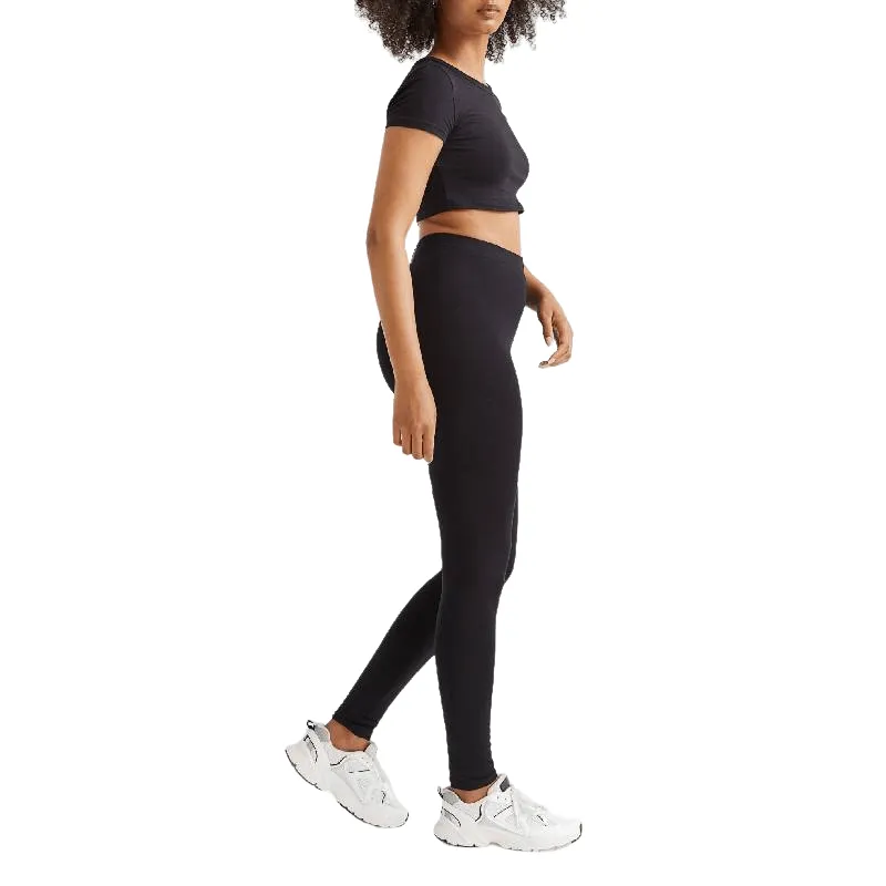 H&M Cotton Jersey Leggings, black