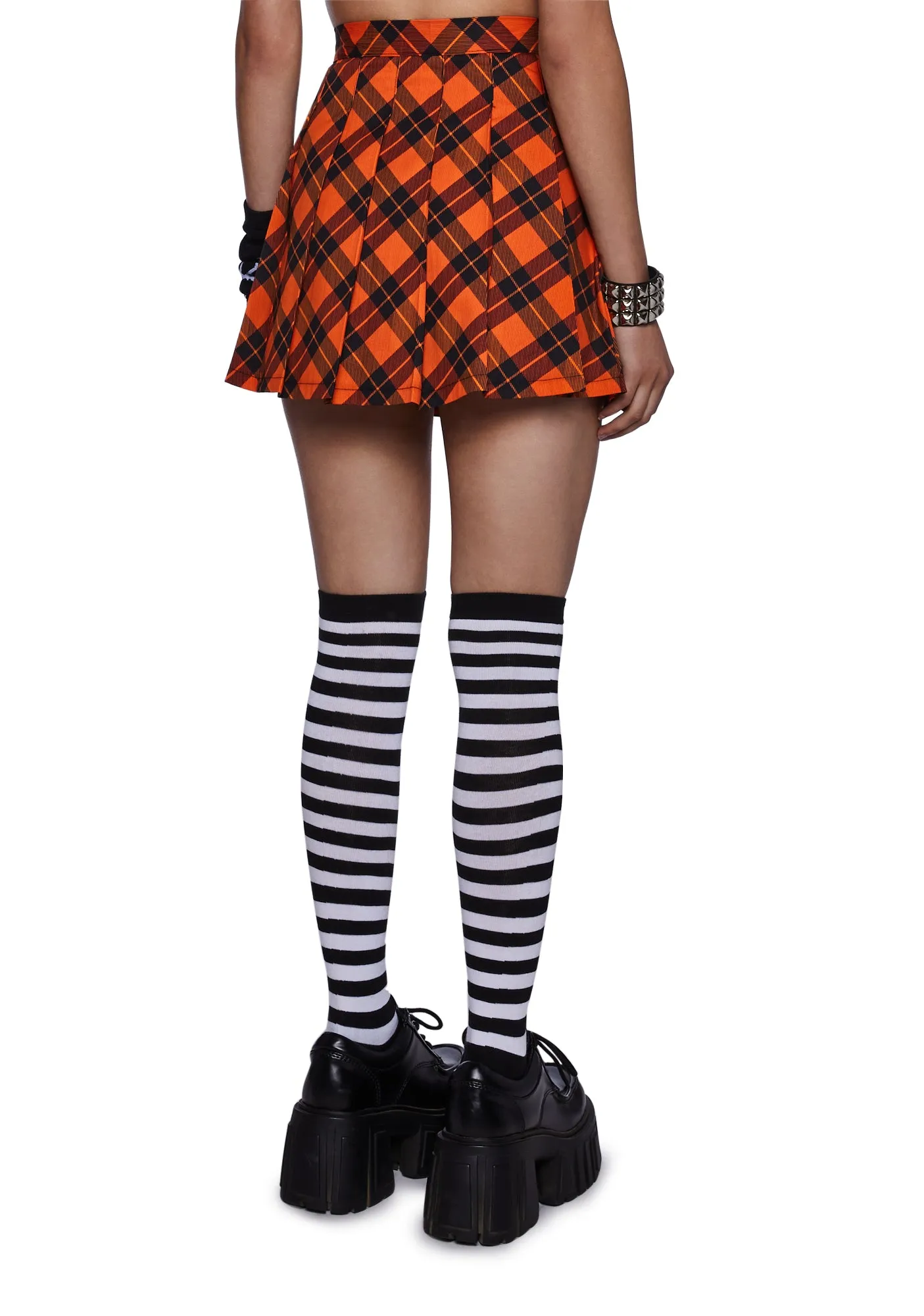 Haunted To Meet U Plaid Mini Skirt