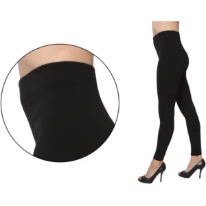 Heavy Seamless Leggings with Brushed Lining With Size Option Black