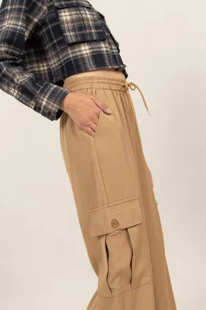 HF24A388-DRAWSTRING WIDE-LEG PANTS WITH POCKETS