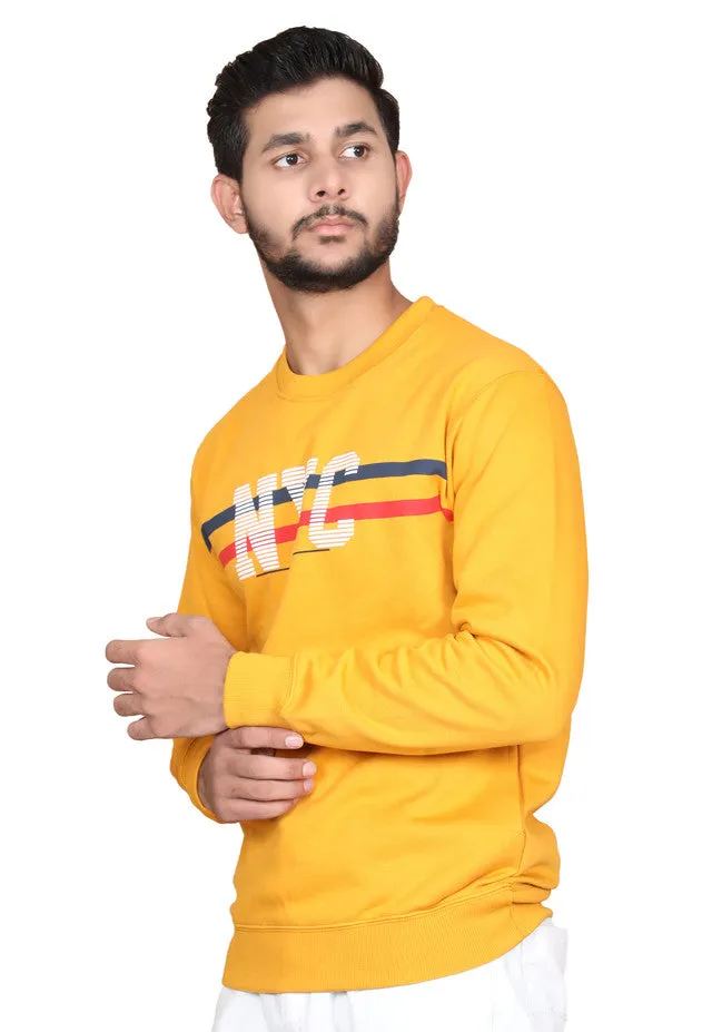 HiFlyers Full Sleeve Printed Men Sweatshirt-YELLOW