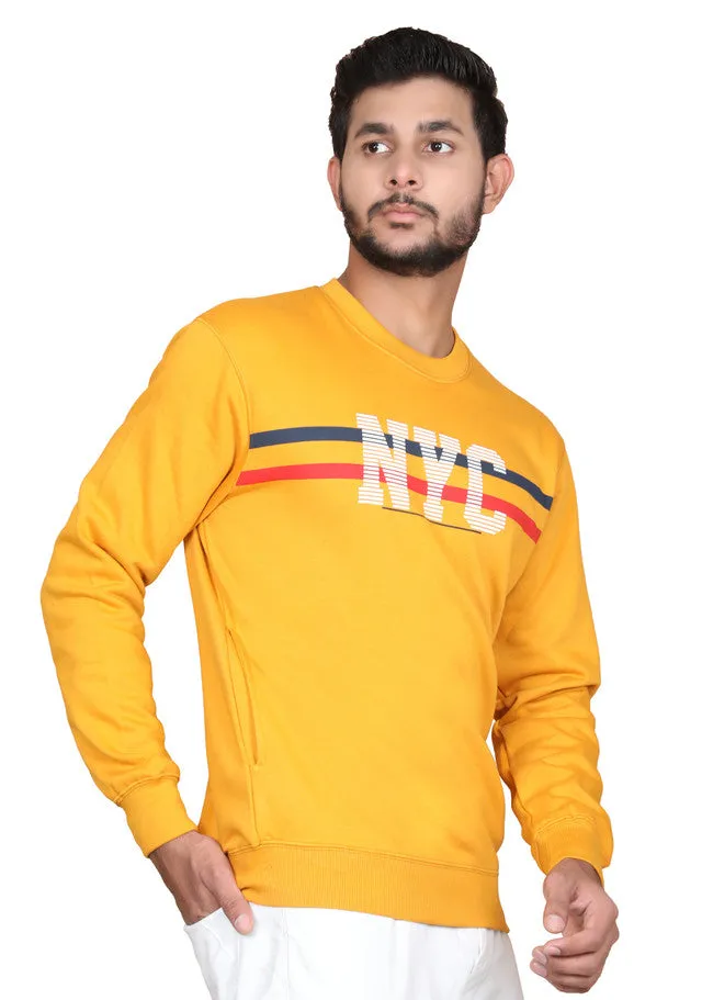 HiFlyers Full Sleeve Printed Men Sweatshirt-YELLOW