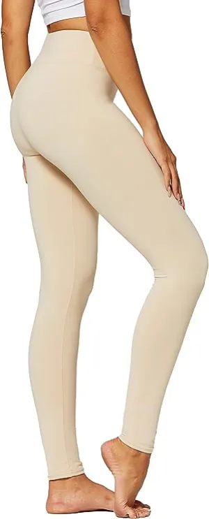 High Waist Beige Stretch Leggings