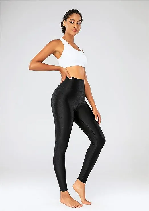 High Waist Shiny Pink Stretch Leggings