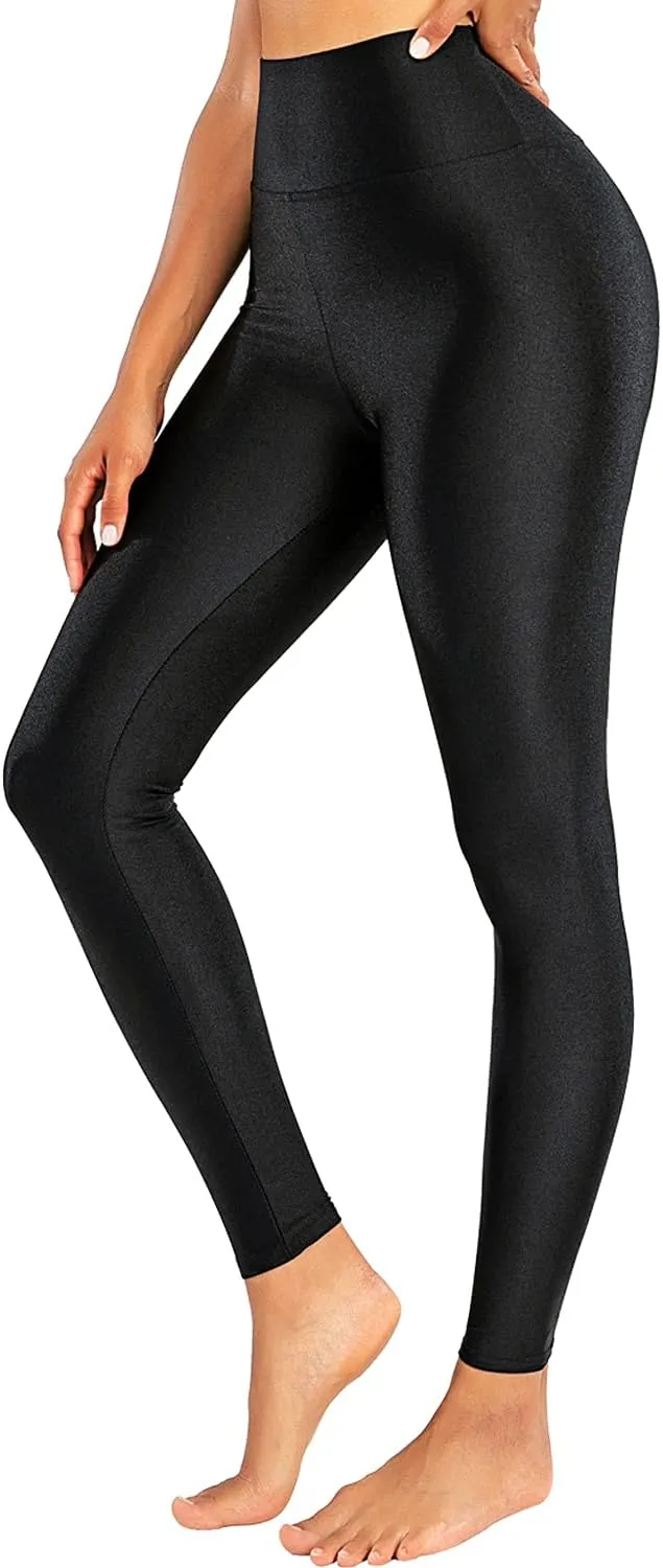 High Waist Shiny Pink Stretch Leggings