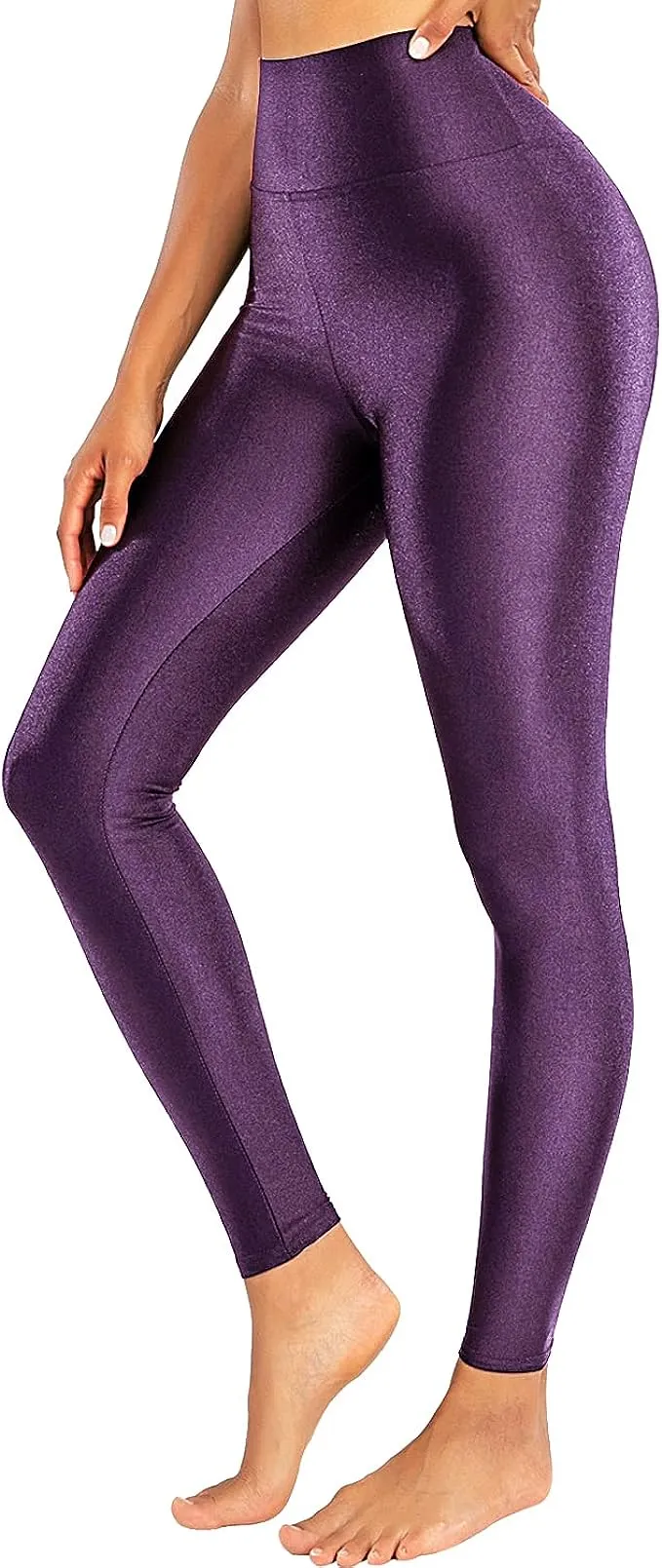 High Waist Shiny Pink Stretch Leggings