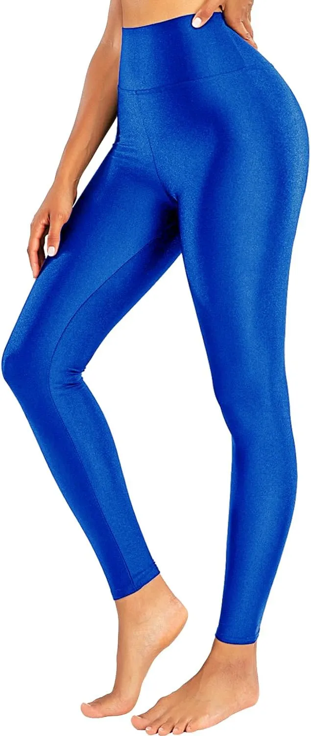 High Waist Shiny Pink Stretch Leggings