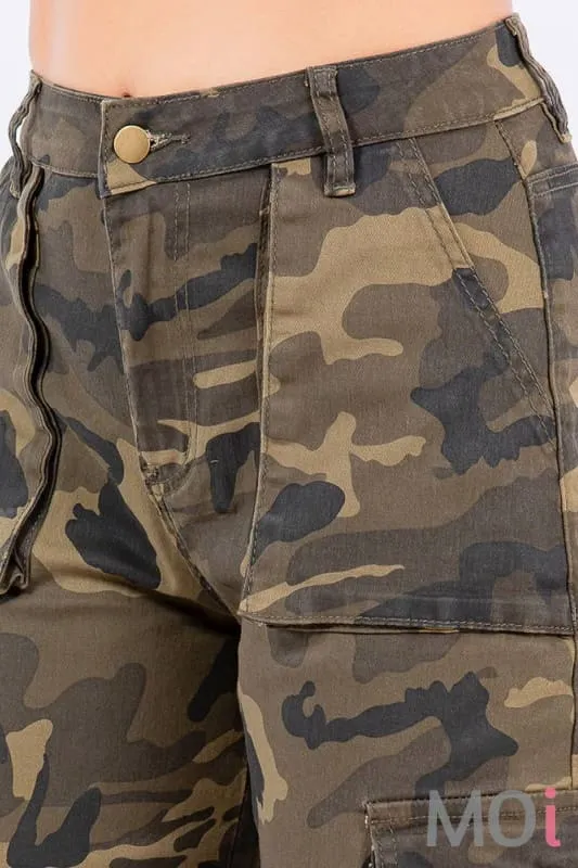 HIGH WAIST STRAIGHT CARGO PANTS
